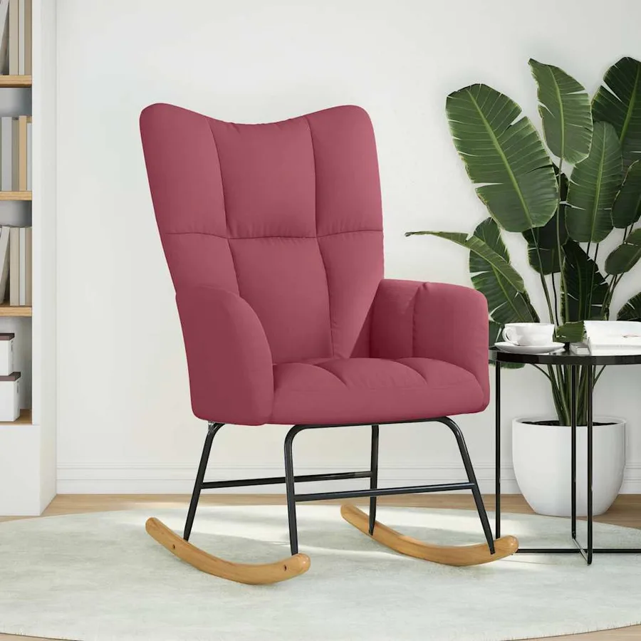 Chaise à bascule Rouge bordeaux Tissu - 2