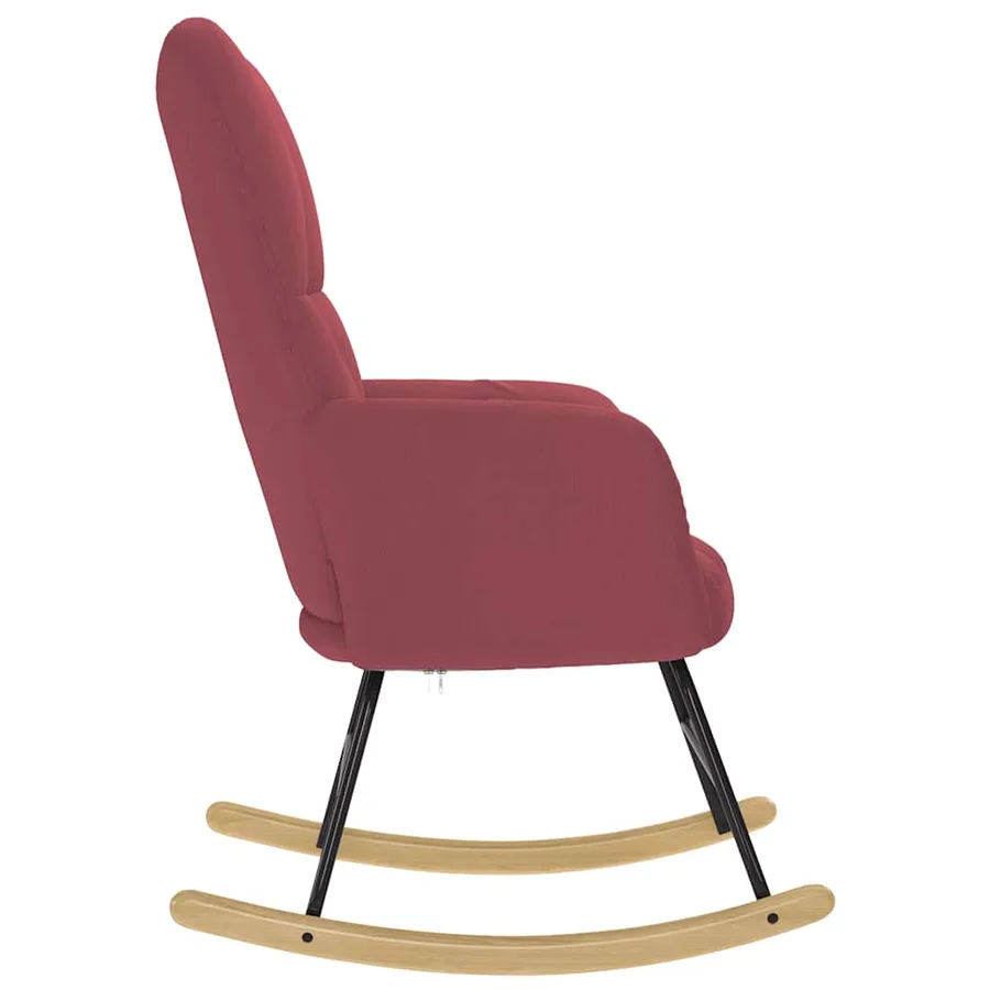 Chaise à bascule Rouge bordeaux Tissu - 4