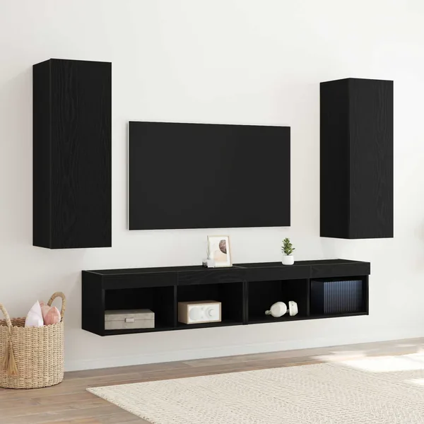 Meuble TV mural 2 pcs Chêne noir 30,5 x 28,5 x 90 cm