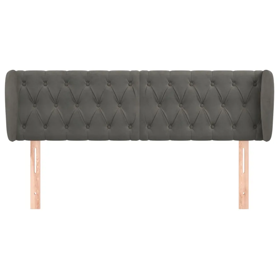 Tête de lit avec oreilles Gris foncé 147x23x78/88 cm Velours - 3