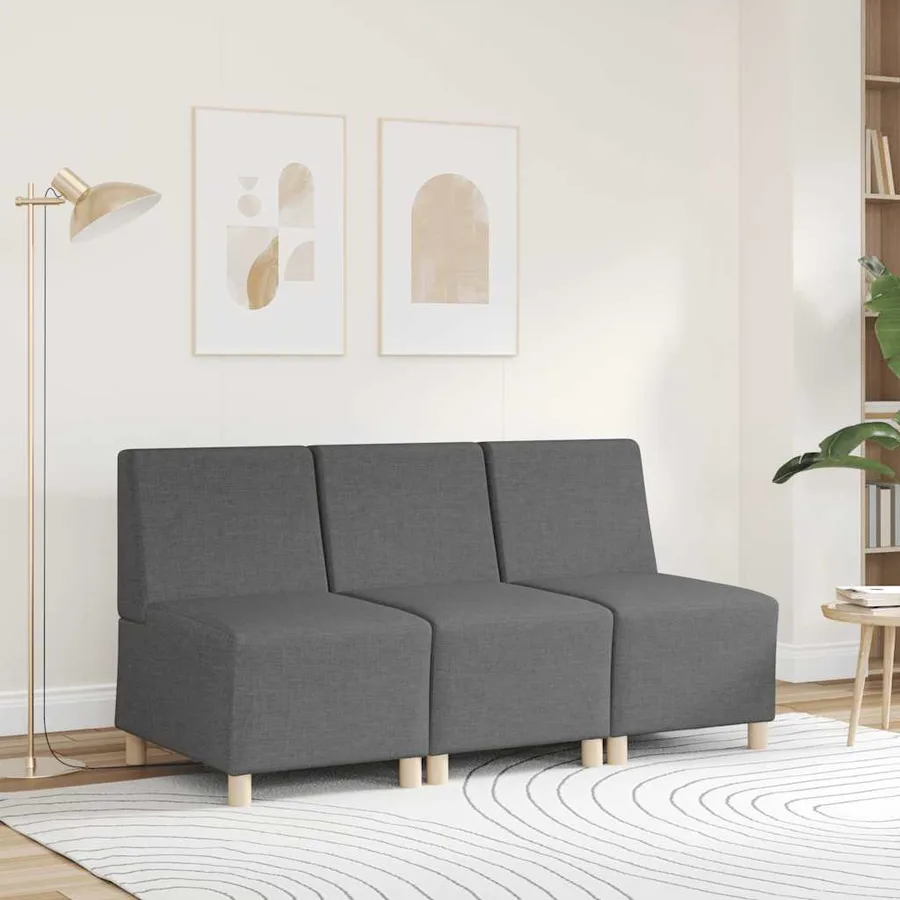 Canapé modulaire sans accoudoirs Gris foncé 55 cm Tissu - 3