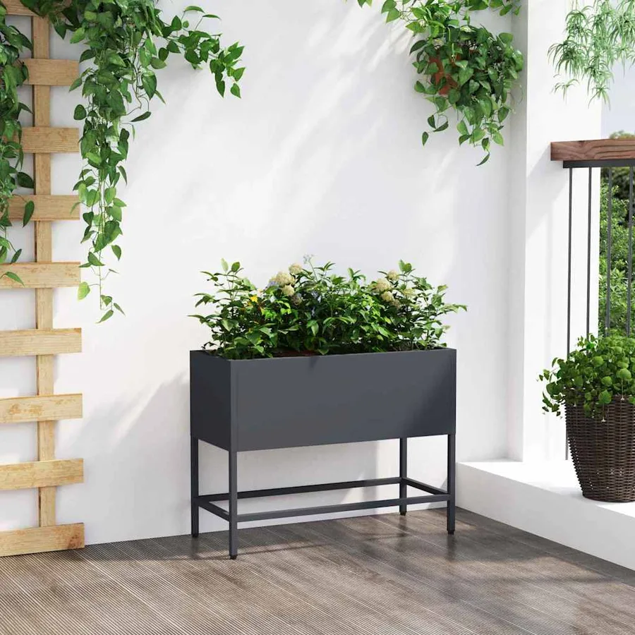 Bac de jardin surélevé Anthracite 60 x 26 x 45 cm Acier - 4