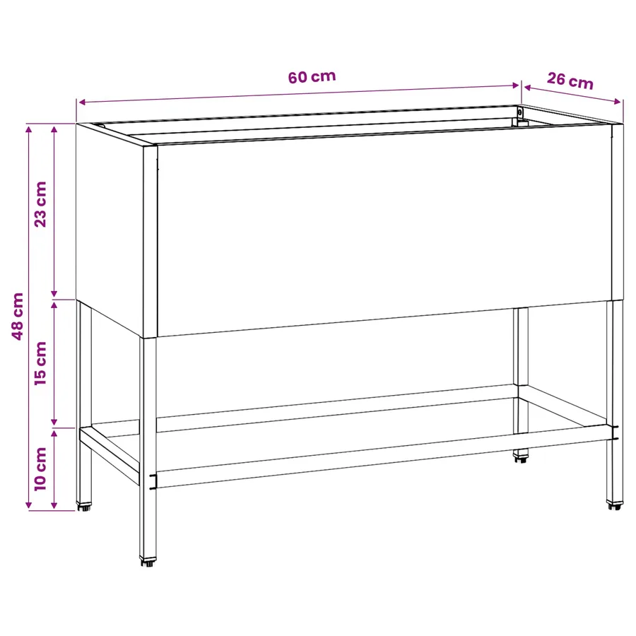 Bac de jardin surélevé Argent 60 x 26 x 45 cm Acier inoxydable - 12