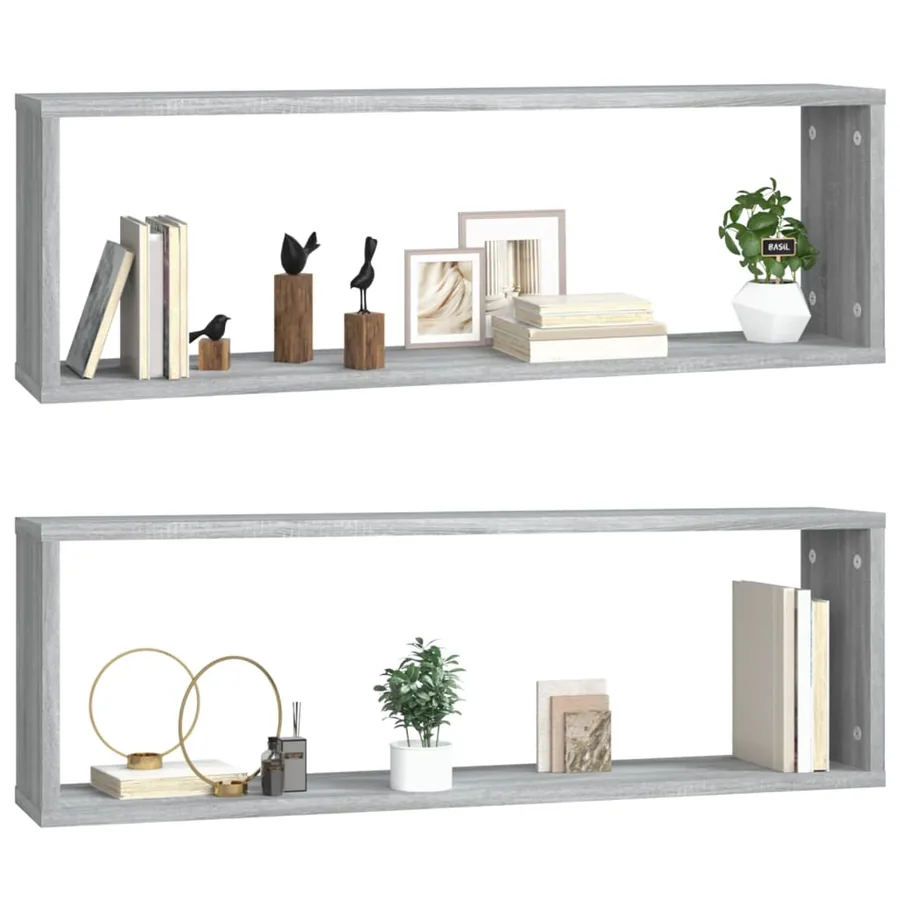 Étagères murales cubiques 2 pcs Sonoma gris 80x15x26,5 cm - 4