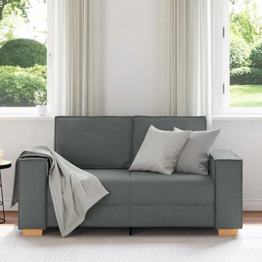 Canapé 2 places Gris foncé 160x78x84 cm Tissu - 3