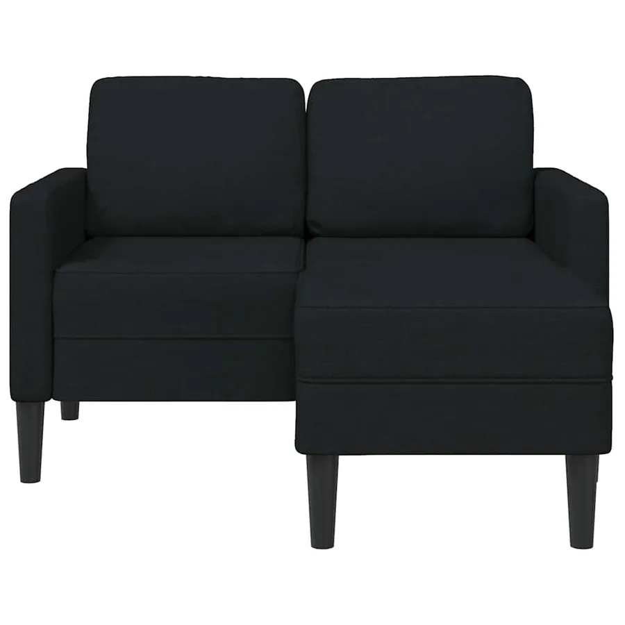 Canapé 2 places avec méridienne en L noir 125 cm tissu - 3