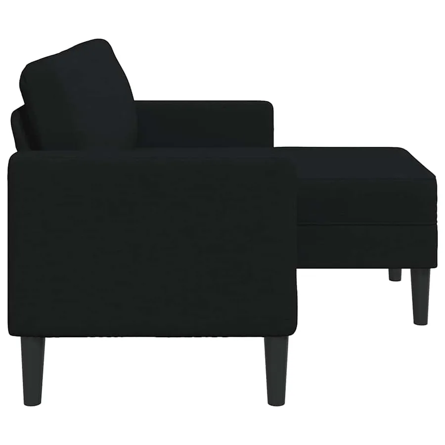 Canapé 2 places avec méridienne en L noir 125 cm tissu - 4