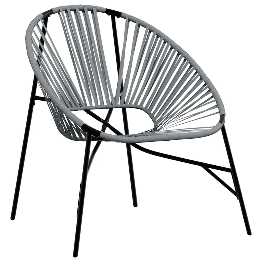 Lot de 3 Chaise de jardin noir et gris clair résine tressée - 3