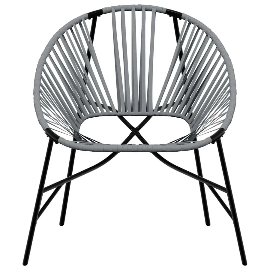 Lot de 3 Chaise de jardin noir et gris clair résine tressée - 5