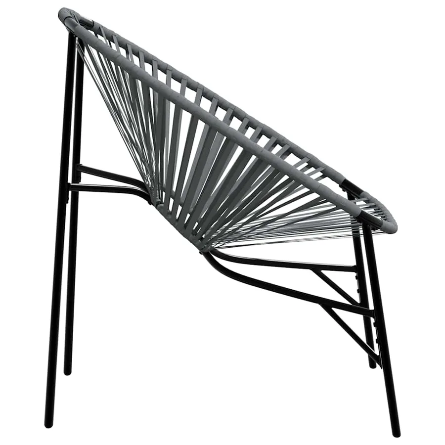 Lot de 3 Chaise de jardin noir et gris clair résine tressée - 7