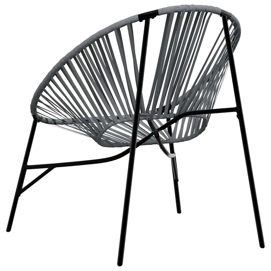 Lot de 3 Chaise de jardin noir et gris clair résine tressée - 8