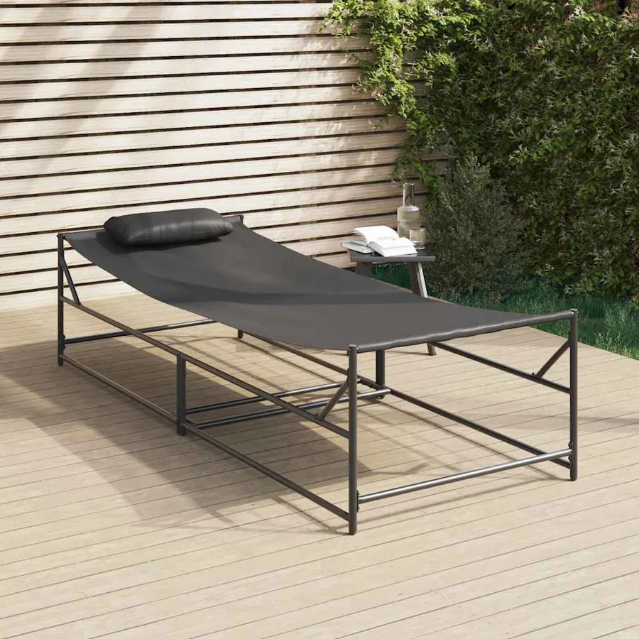 Transat de Jardin 2 pcs Noir Acier enduit de poudre - 3
