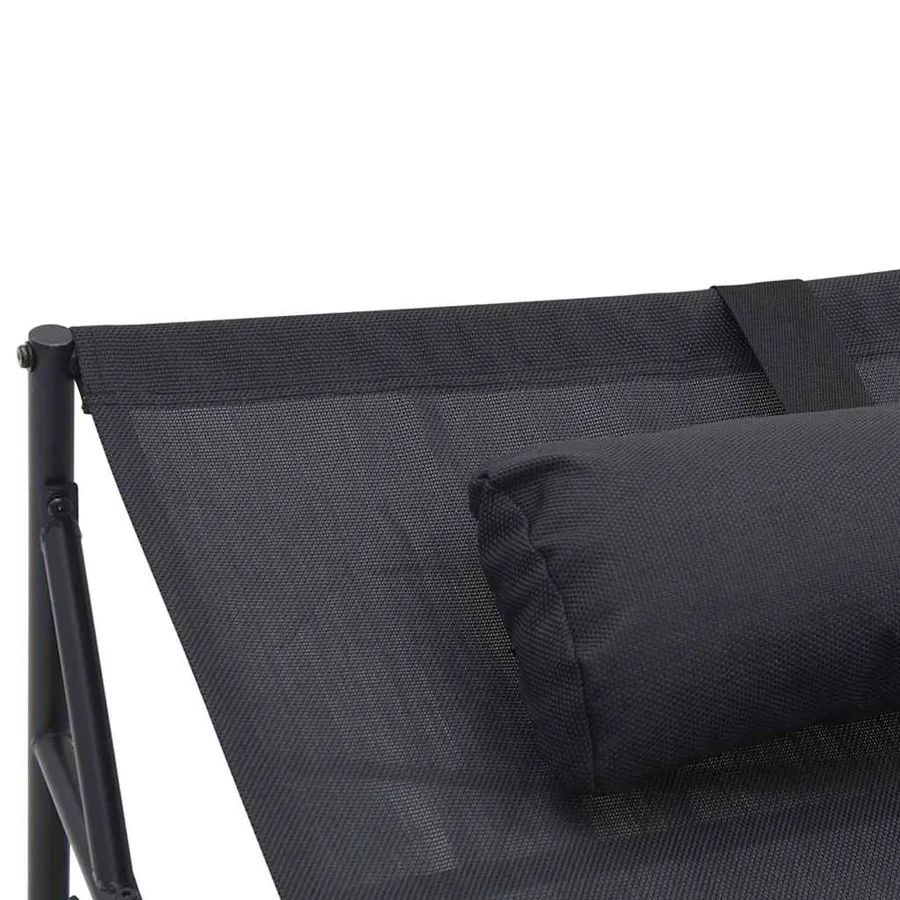 Transat de Jardin 2 pcs Noir Acier enduit de poudre - 7