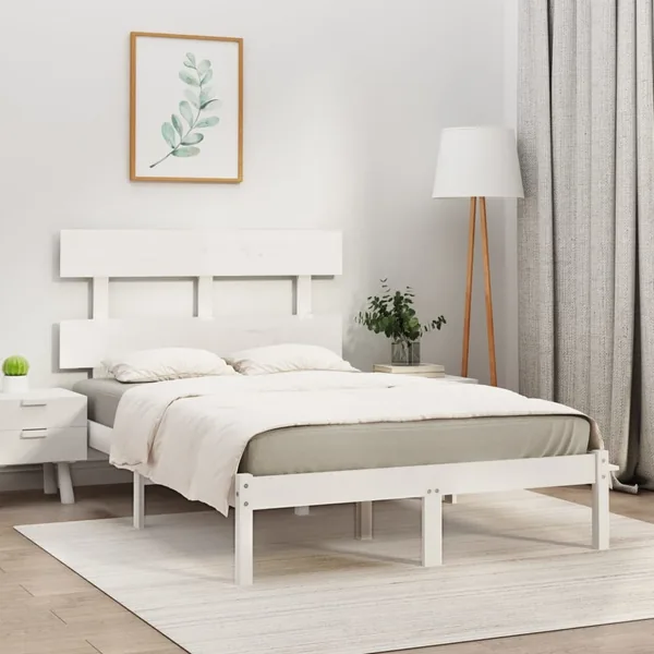 Cadre de lit sans matelas blanc 120x190 cm bois massif