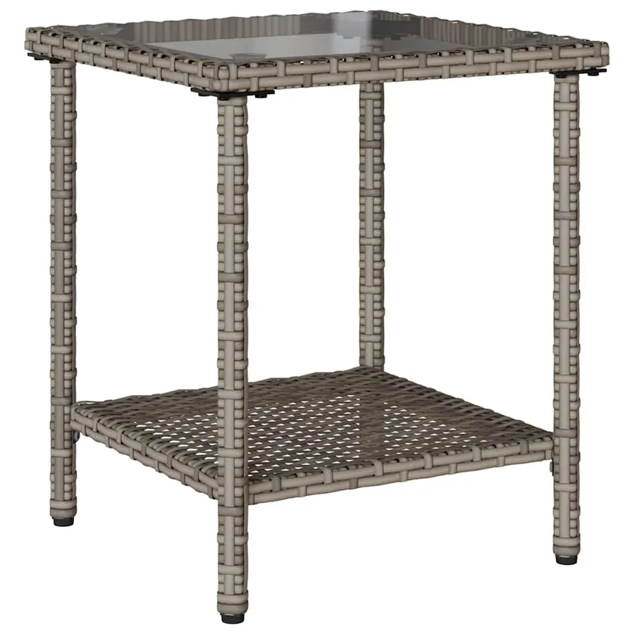 Canapé de jardin avec table et coussins en forme de L gris - 6
