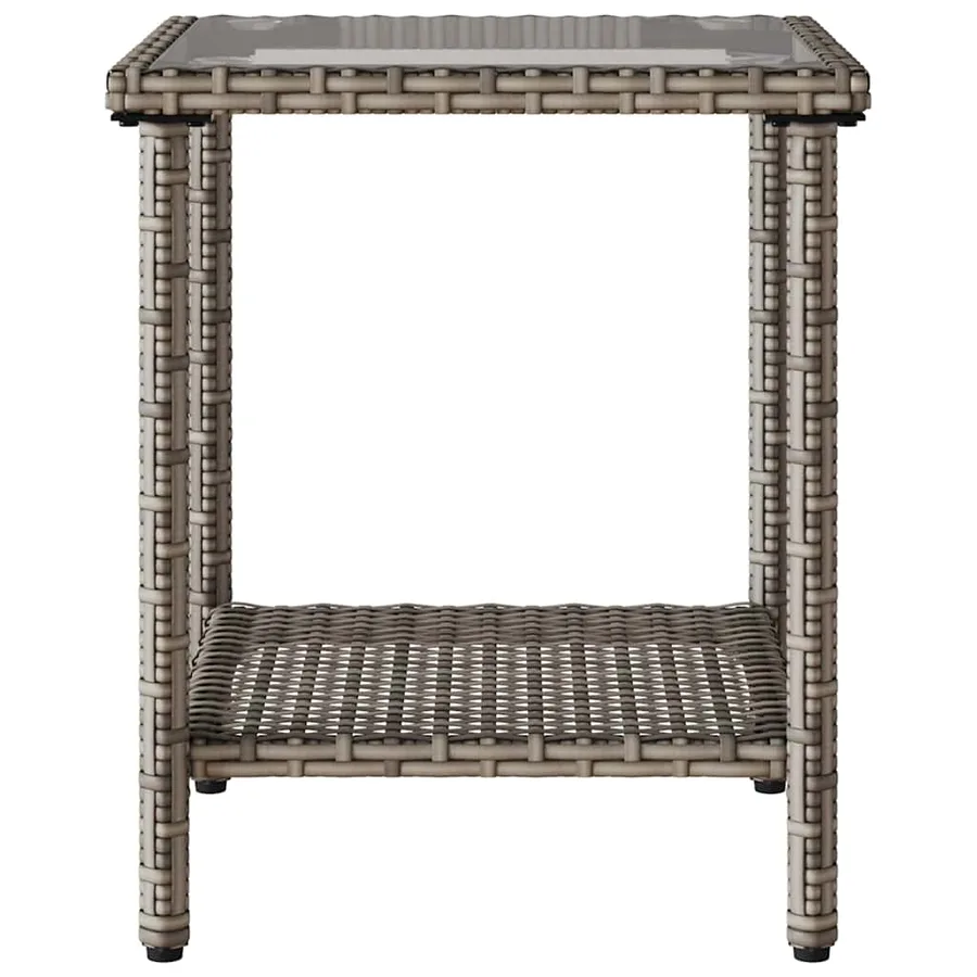 Canapé de jardin avec table et coussins en forme de L gris - 8
