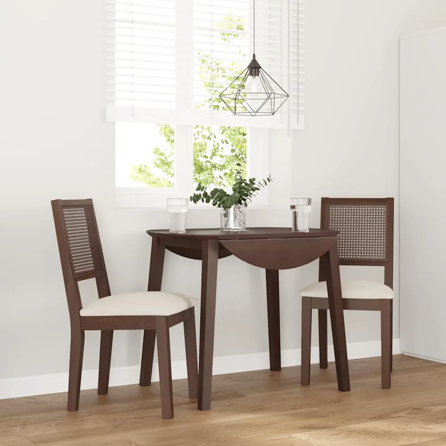 Chaises à manger coussins 2 pcs marron bois massif caoutchouc