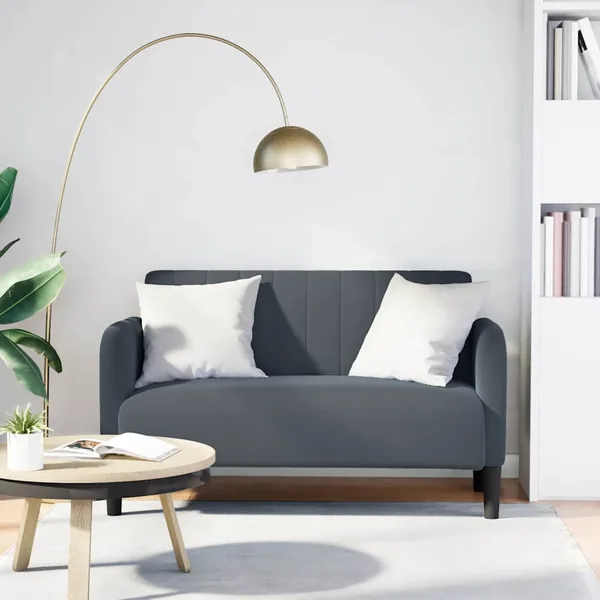 Canapé causeuse gris foncé 109 cm velours