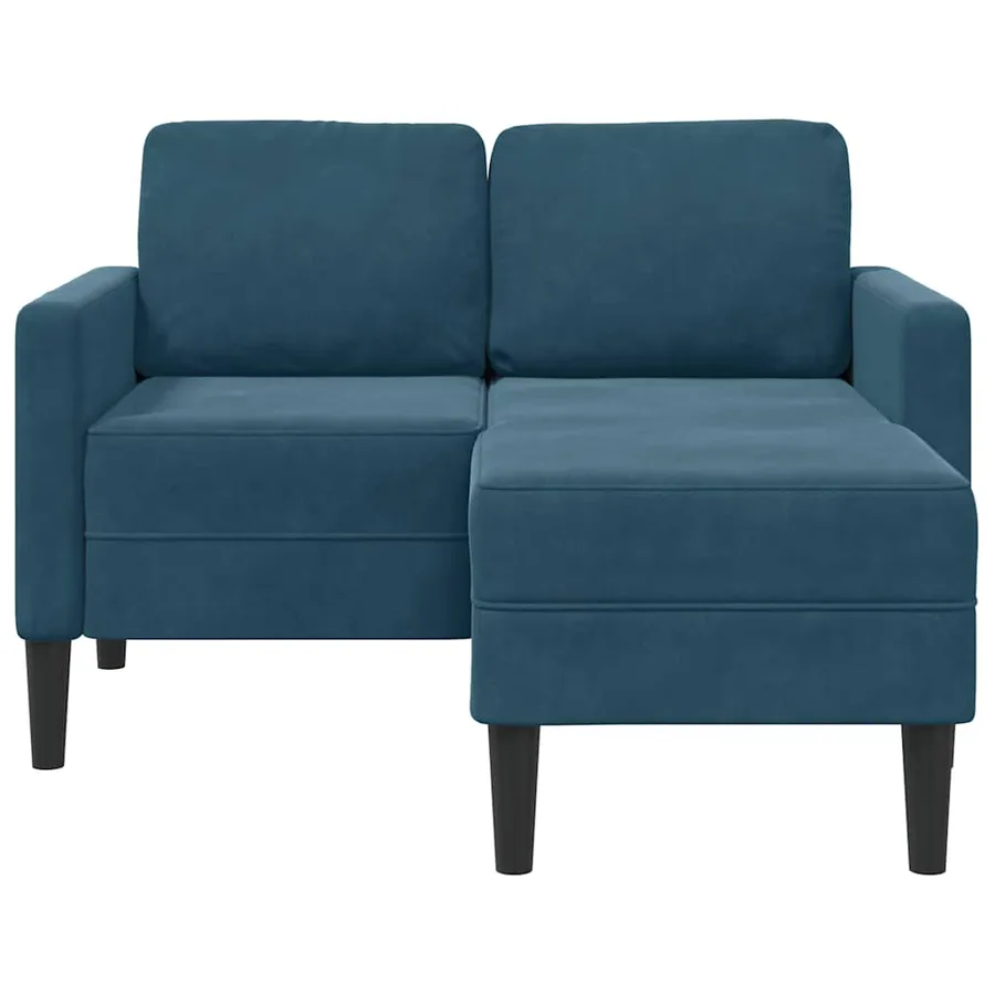 Canapé 2 places avec méridienne en L bleu 125 cm velours - 4