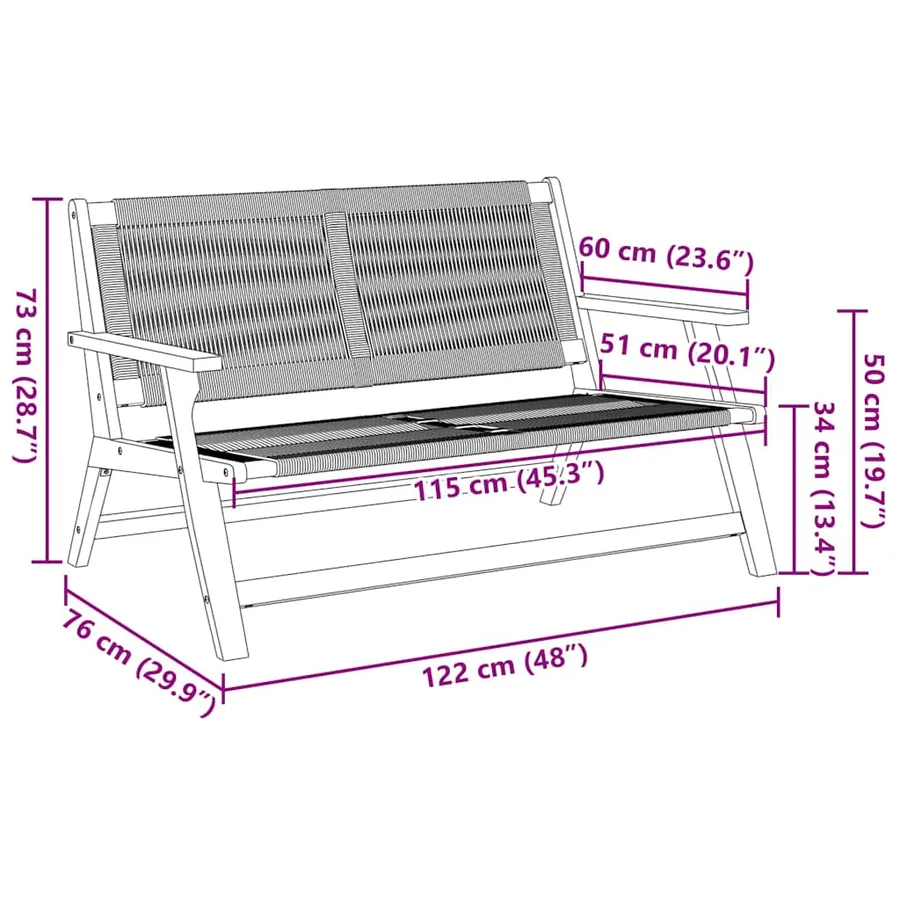 Banc de Détente de Jardin Gris Bois d'Acacia Massif - 11