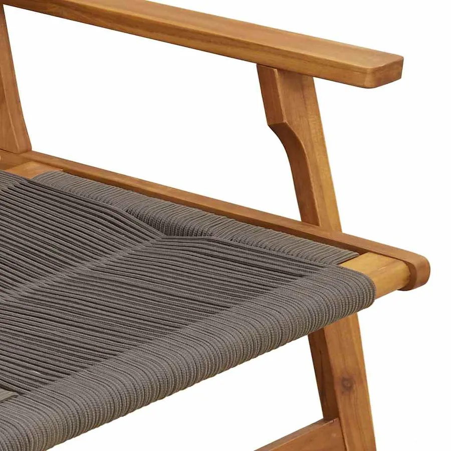 Banc de Détente de Jardin Gris Bois d'Acacia Massif - 7
