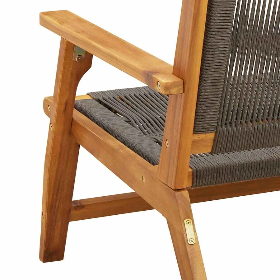 Banc de Détente de Jardin Gris Bois d'Acacia Massif - 9