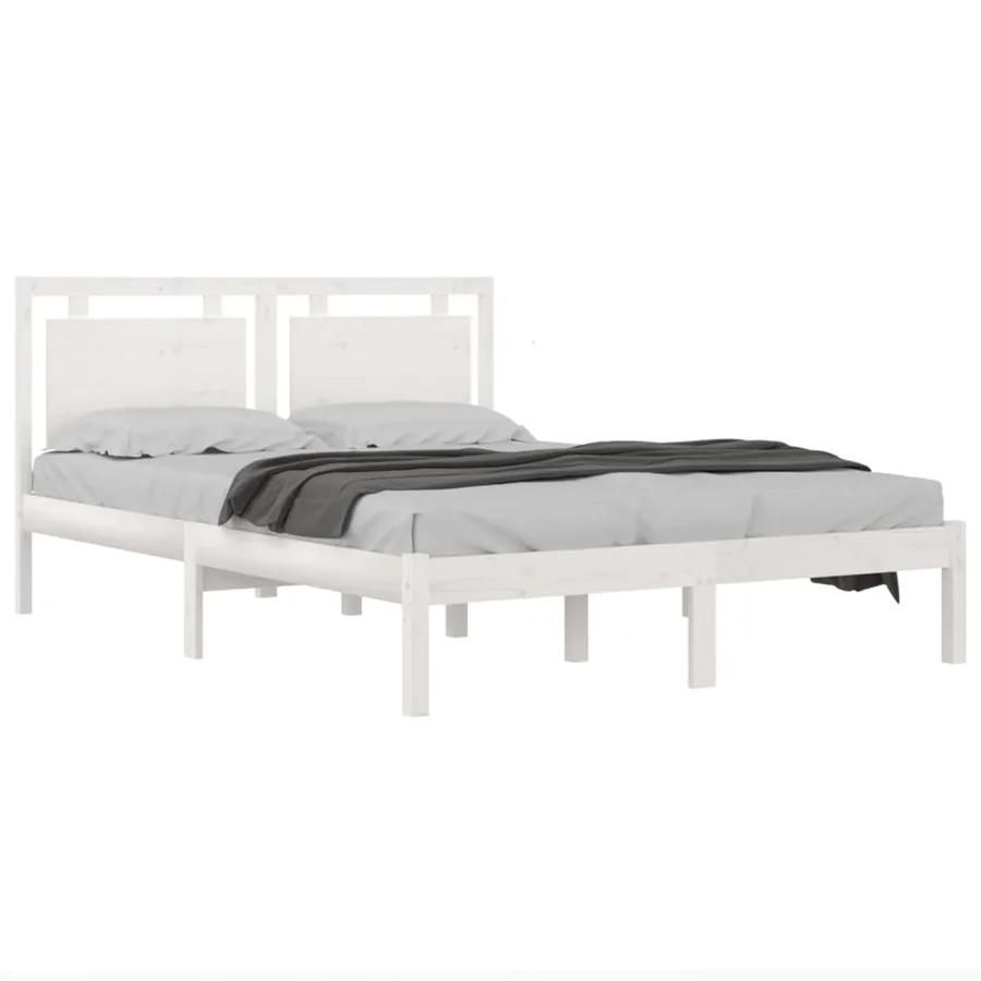 Cadre de lit sans matelas blanc 120x190 cm bois massif - 3