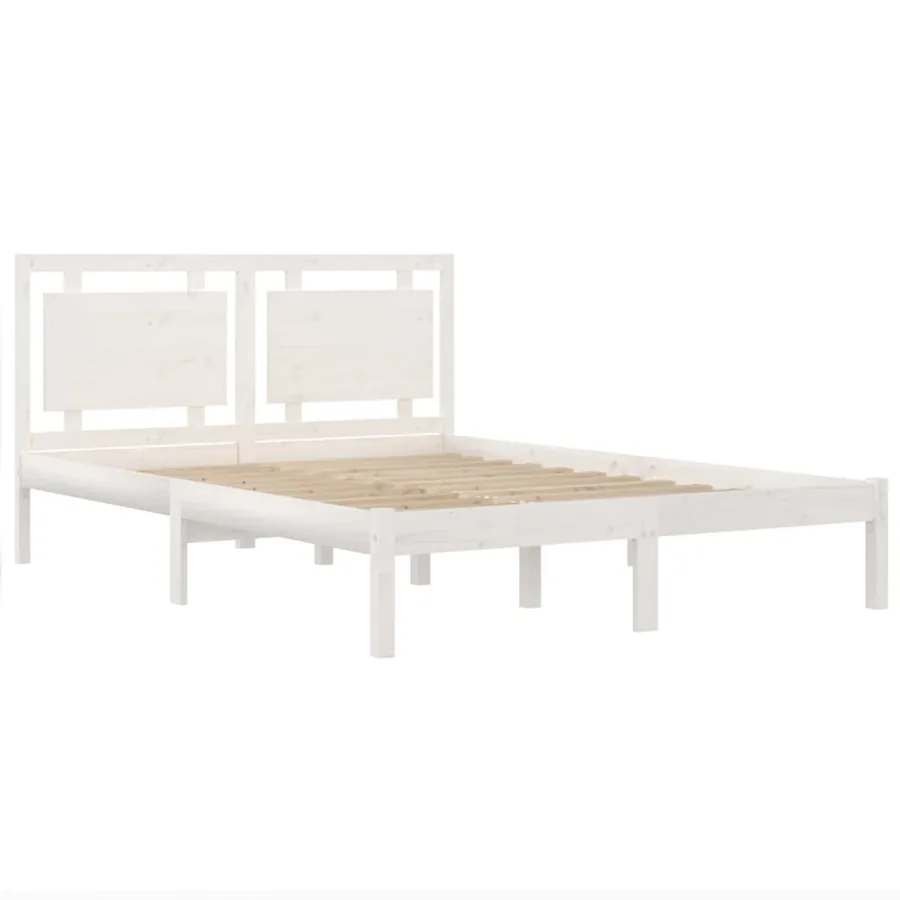 Cadre de lit sans matelas blanc 120x190 cm bois massif - 4