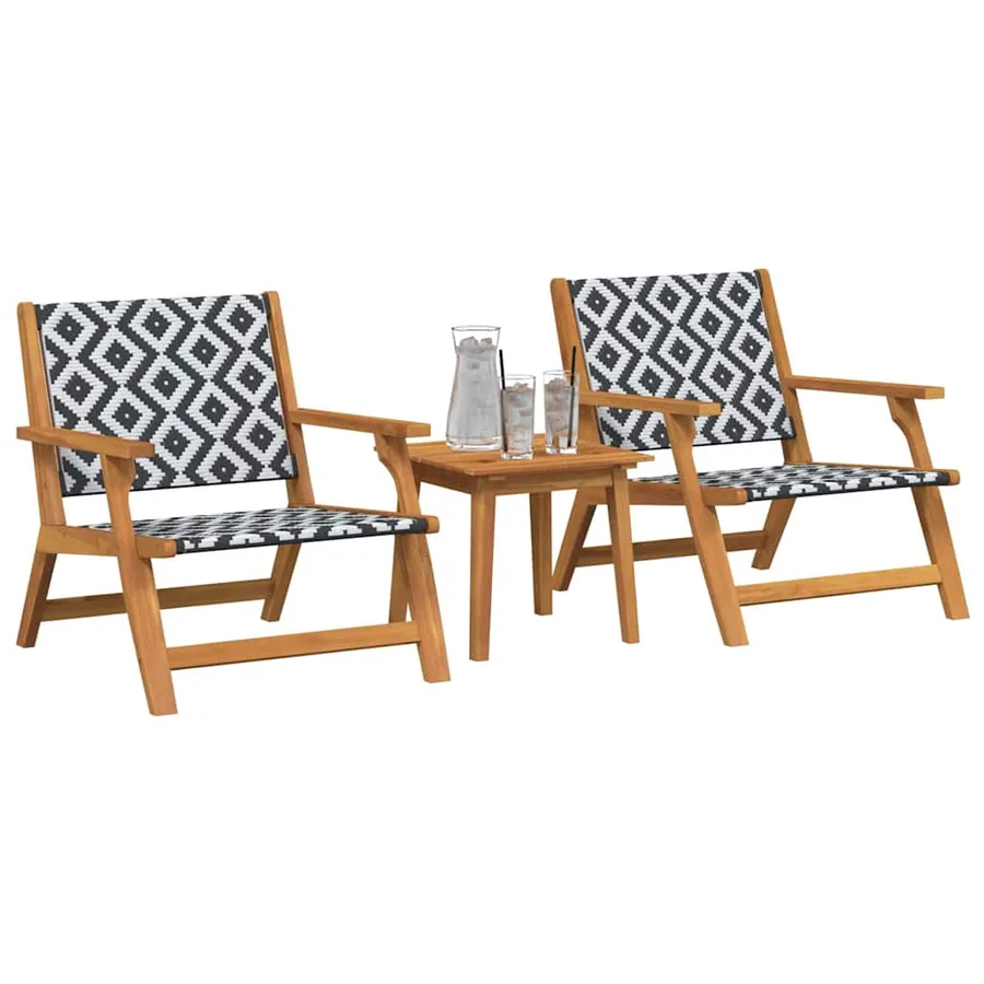 Chaises de jardin avec table 3 pcs Noir et Blanc - 3