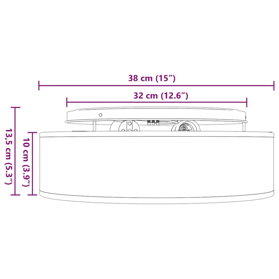 Lampe de plafond Noir 38 x 38 x 13,5 cm tissu - 12