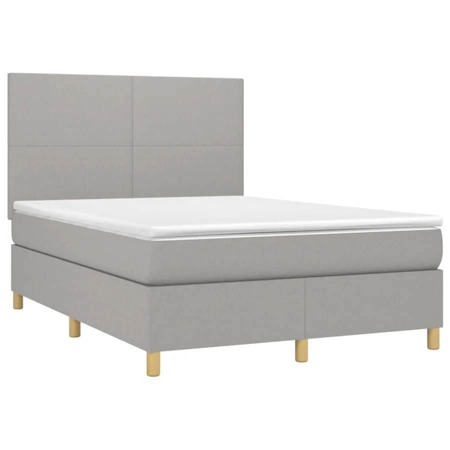 Sommier à lattes de lit et matelas et LED Gris clair 140x200 cm - 3