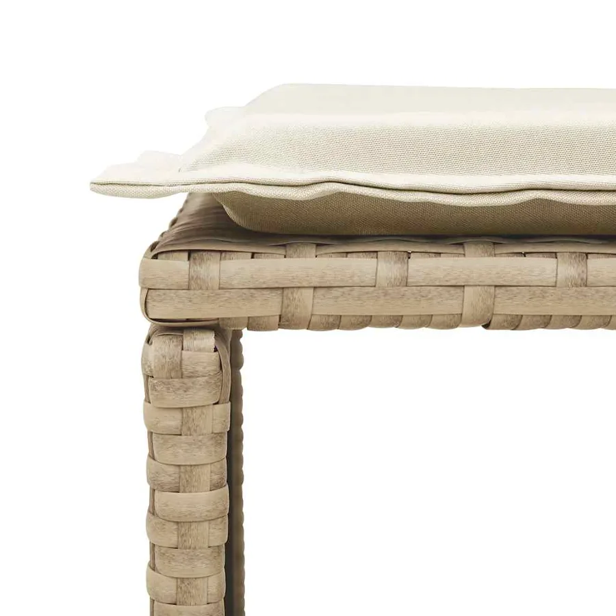 Salon de jardin 5 pcs avec coussins empilable beige polyrotin - 11