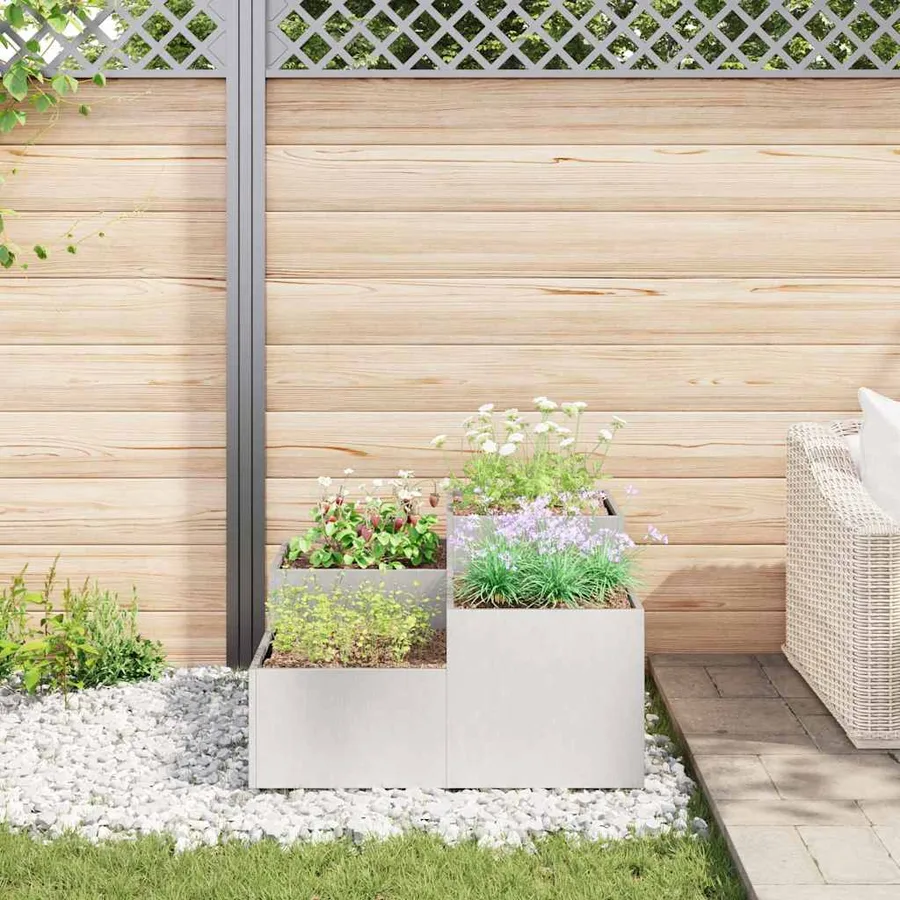 Cache-pot de jardin Argent 80 x 80 x 48 cm Acier inoxydable - 4