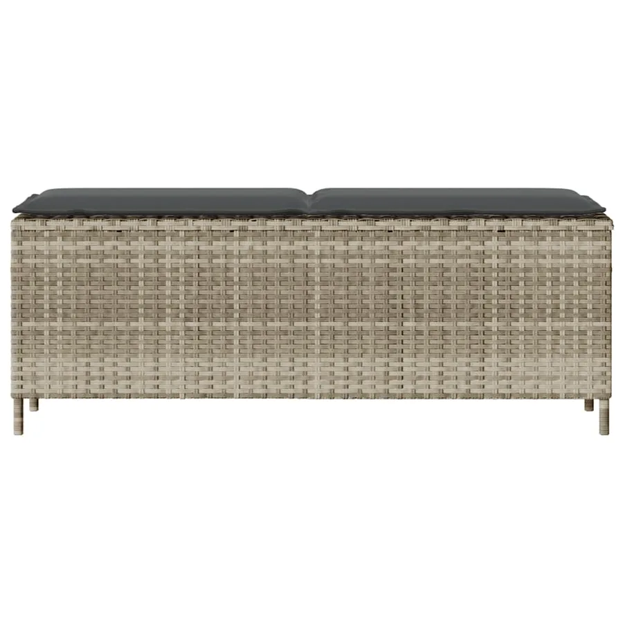 Banc de jardin coussin gris clair 110x30x40,5 cm résine tressée - 4