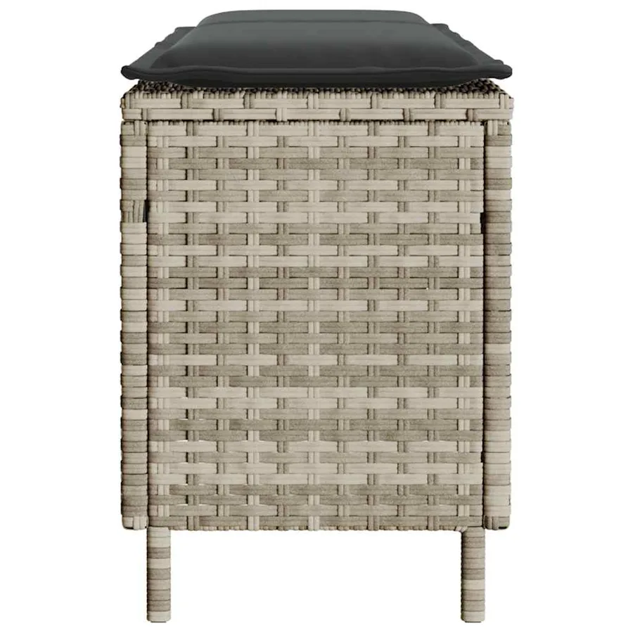Banc de jardin coussin gris clair 110x30x40,5 cm résine tressée - 5