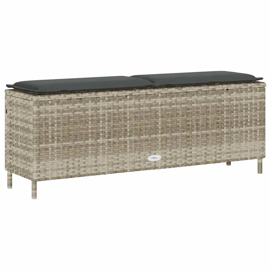 Banc de jardin coussin gris clair 110x30x40,5 cm résine tressée - 6