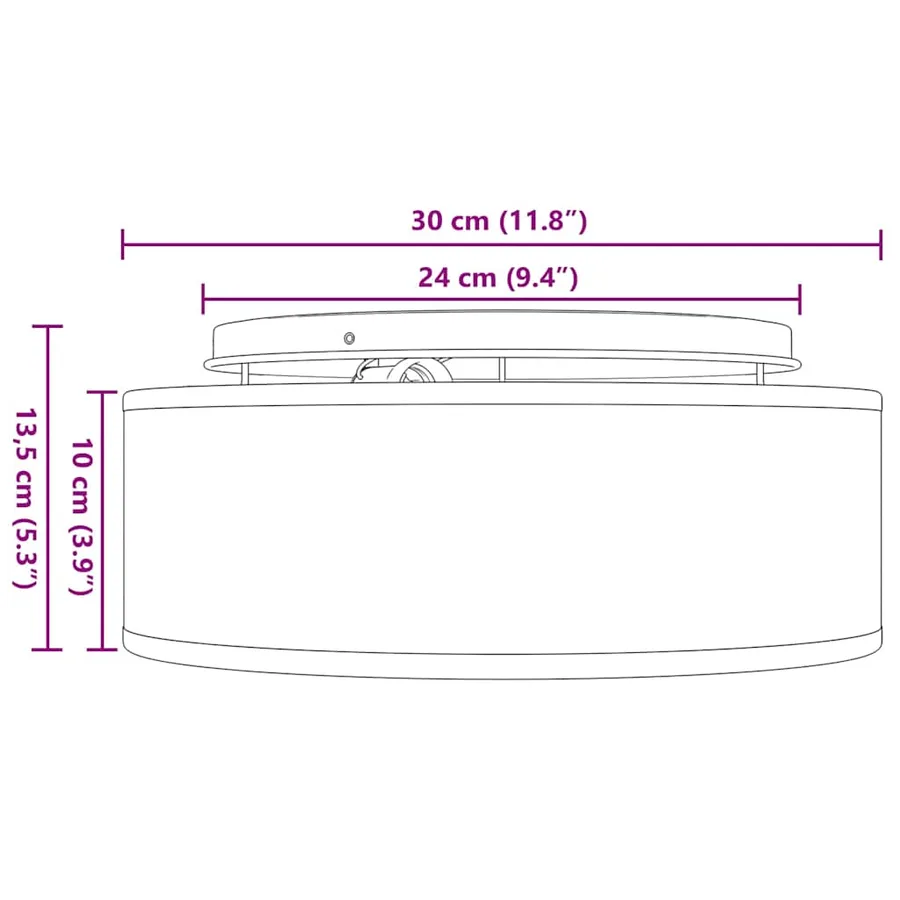 Lampe de plafond Gris 30 x 30 x 13,5 cm tissu - 12