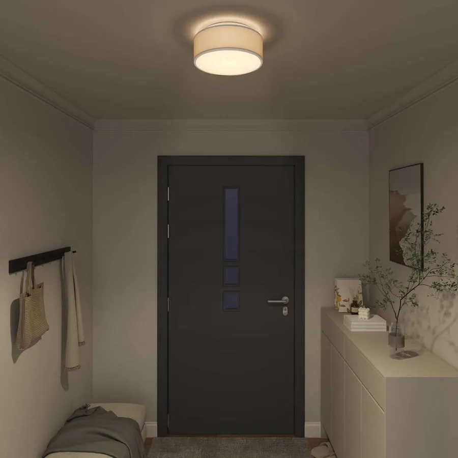 Lampe de plafond Gris 30 x 30 x 13,5 cm tissu - 3