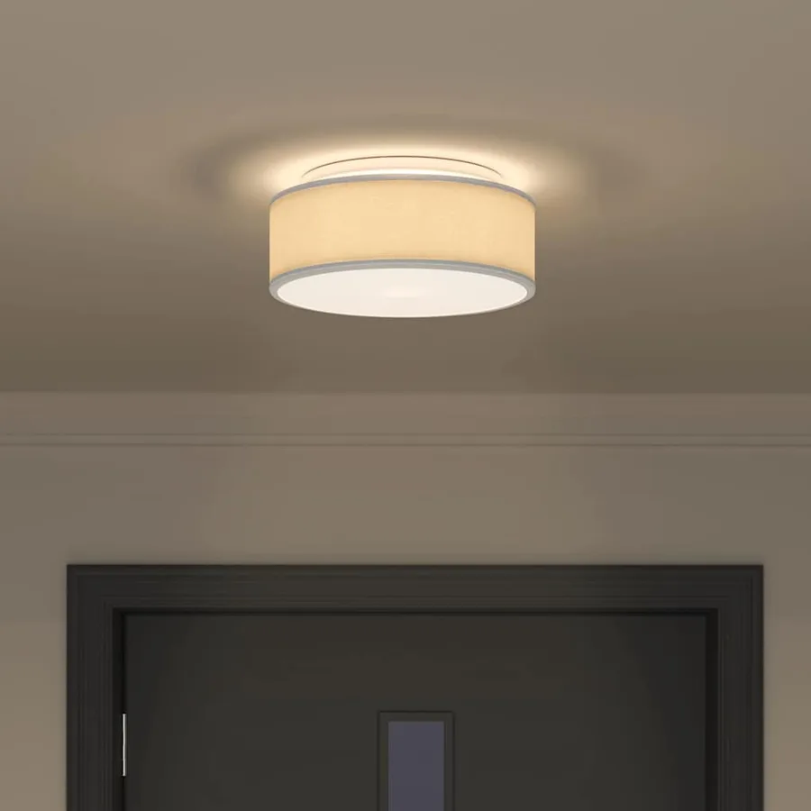 Lampe de plafond Gris 30 x 30 x 13,5 cm tissu - 4