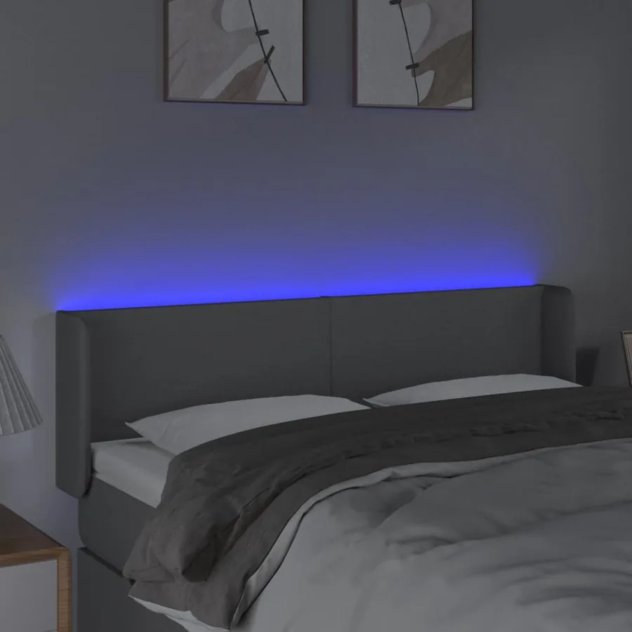 Tête de lit à LED Gris clair 147x16x78/88 cm Tissu - 4