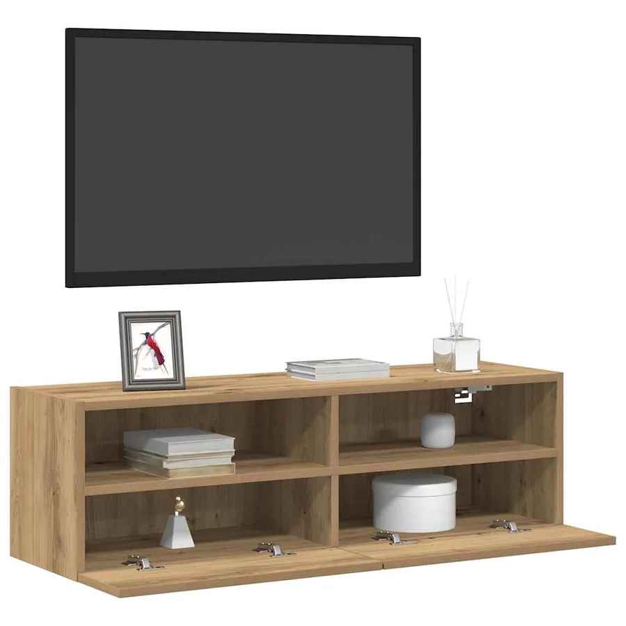Meuble TV mural 100 x 30 x 30 cm chêne artisanal - 3