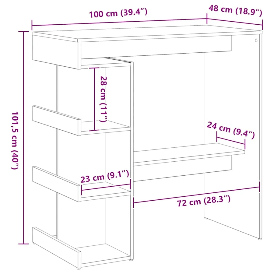 Table de bar Chêne noir 100 x 48 x 101,5 cm Bois d'ingénierie - 8