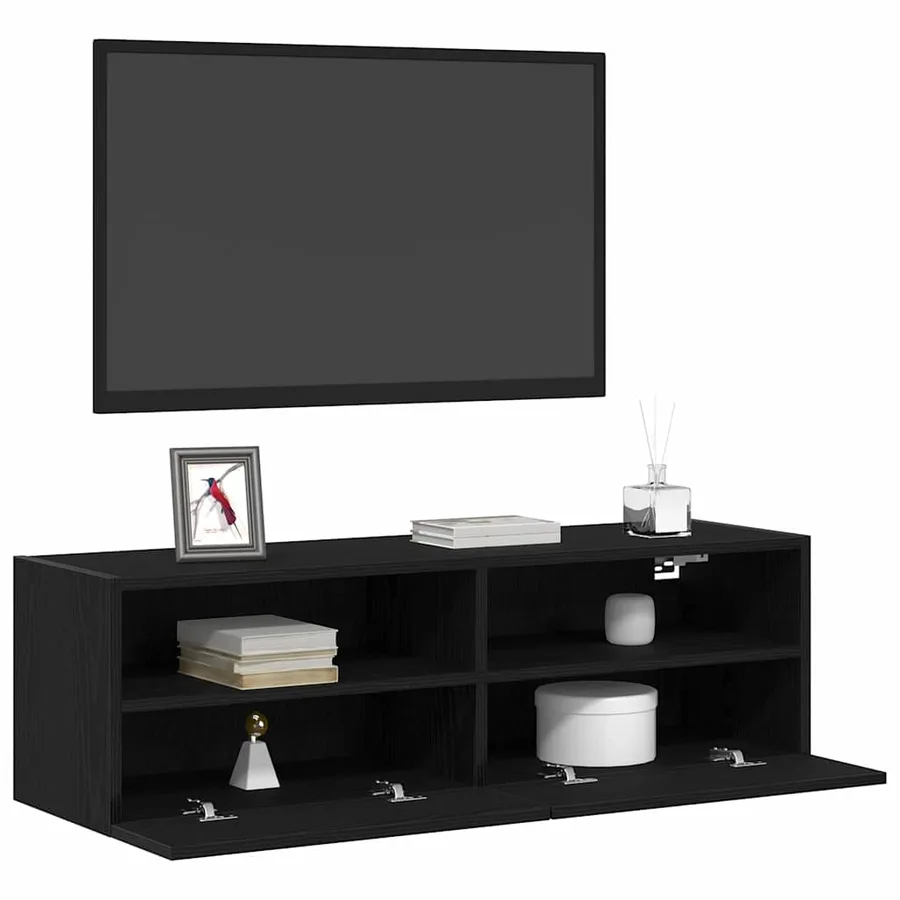 Meuble TV mural Chêne noir 100 x 30 x 30 cm Bois d'ingénierie - 3