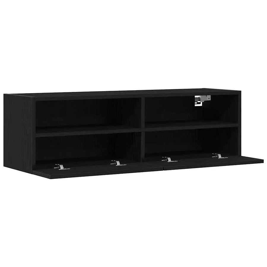 Meuble TV mural Chêne noir 100 x 30 x 30 cm Bois d'ingénierie - 5