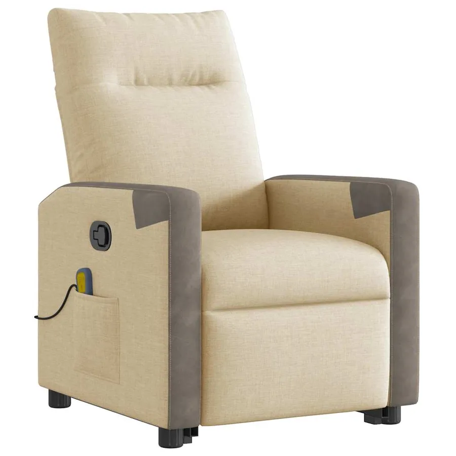 Fauteuil inclinable de massage Crème Tissu - 4
