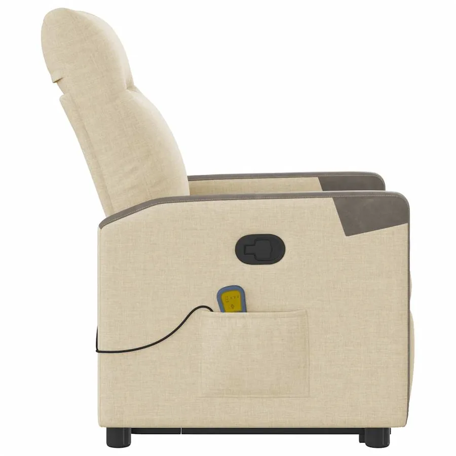 Fauteuil inclinable de massage Crème Tissu - 6
