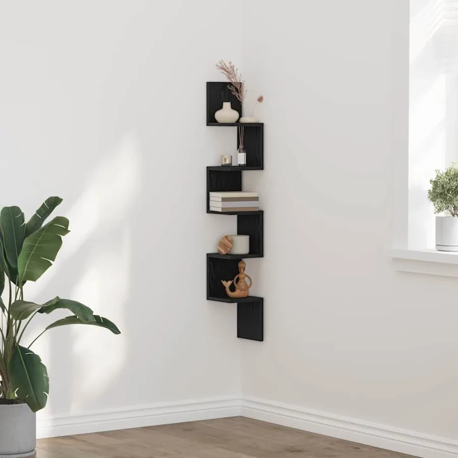 Étagère d'angle Chêne noir 20 x 20 x 127,5 cm Bois d'ingénierie