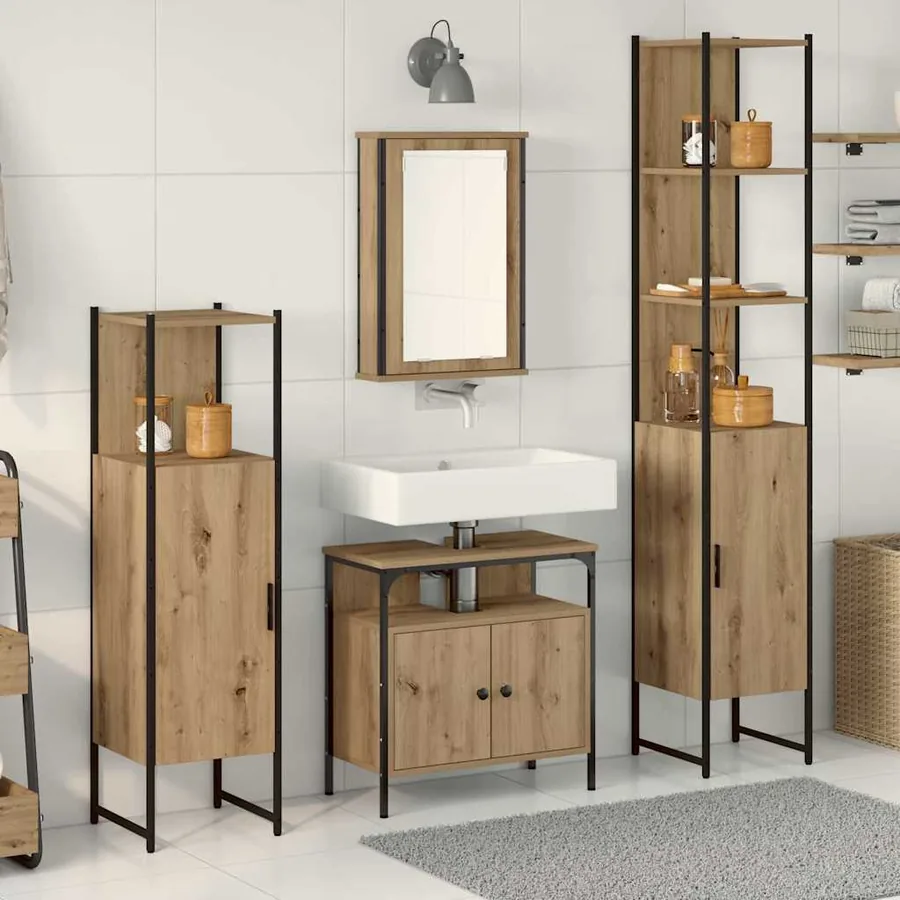 Ensemble de mobilier de salle de bain 4 pc Chêne artisanal