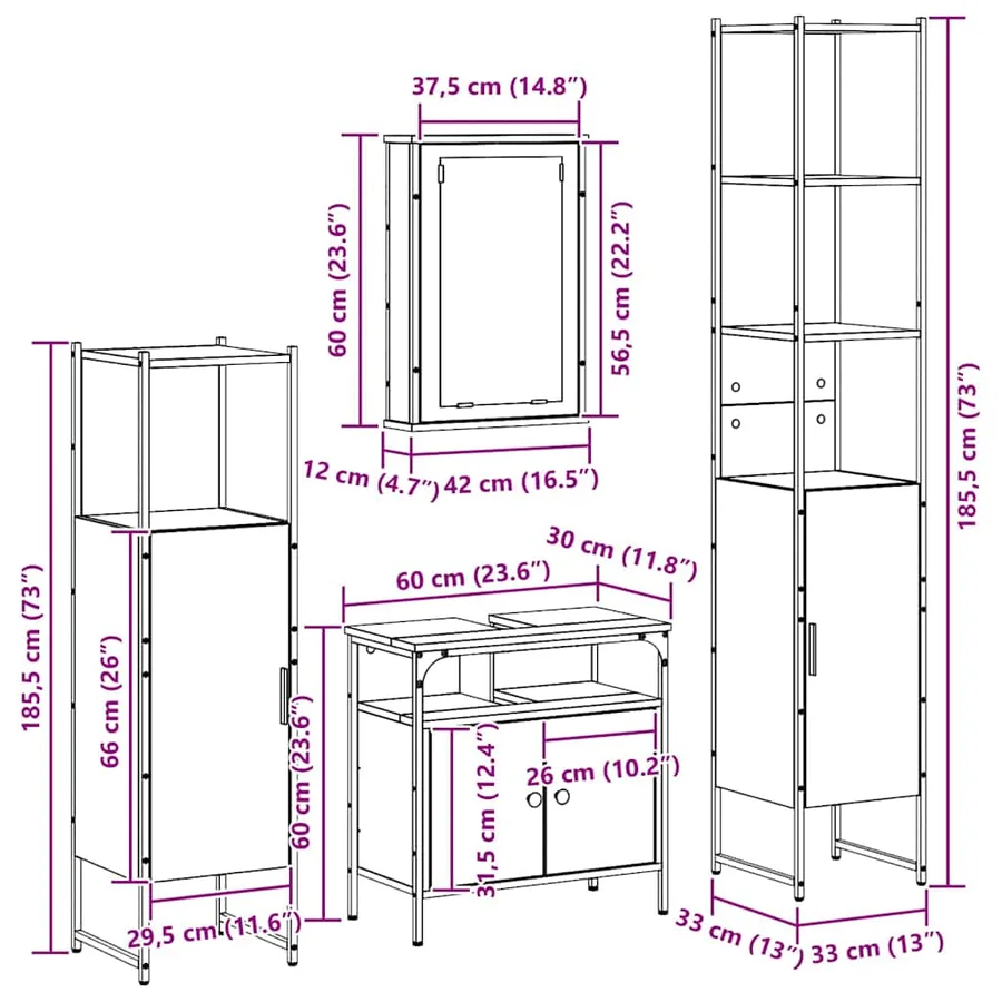 Ensemble de mobilier de salle de bain 4 pc Chêne artisanal - 17