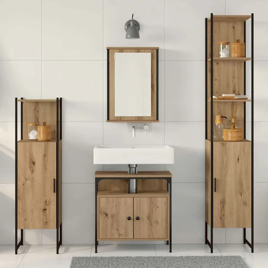 Ensemble de mobilier de salle de bain 4 pc Chêne artisanal - 4